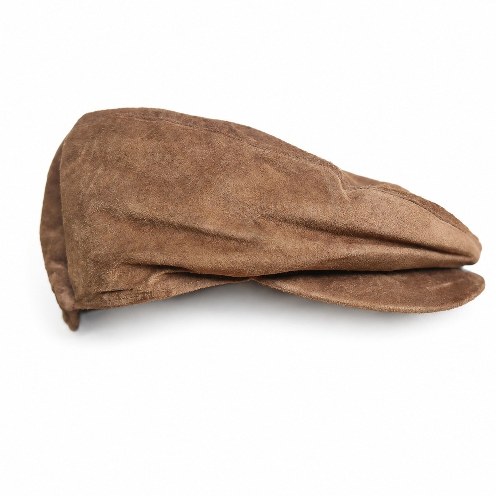 Country Gentleman Brown Suede Leather Newsboy Cap Hat Mens XL Water Repellent